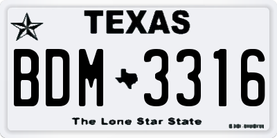 TX license plate BDM3316