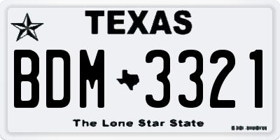 TX license plate BDM3321
