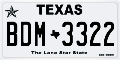 TX license plate BDM3322