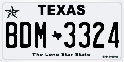 TX license plate BDM3324