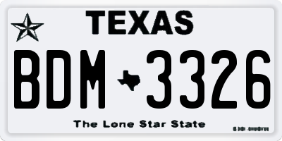 TX license plate BDM3326