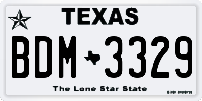 TX license plate BDM3329