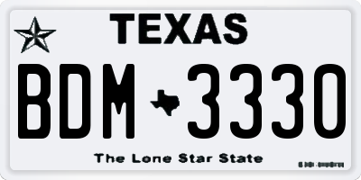 TX license plate BDM3330