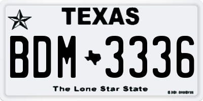 TX license plate BDM3336