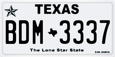 TX license plate BDM3337