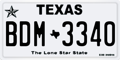 TX license plate BDM3340