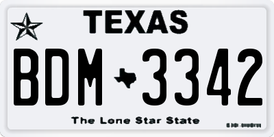 TX license plate BDM3342