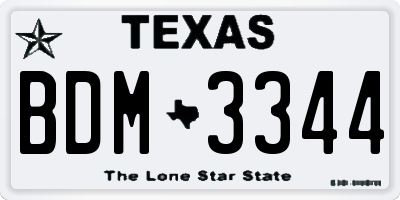 TX license plate BDM3344