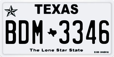 TX license plate BDM3346