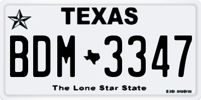 TX license plate BDM3347