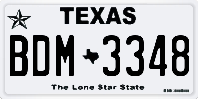 TX license plate BDM3348
