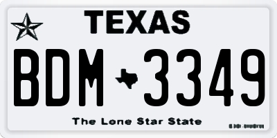 TX license plate BDM3349