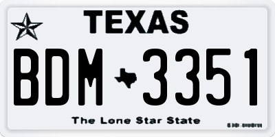 TX license plate BDM3351