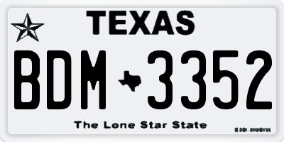 TX license plate BDM3352