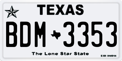TX license plate BDM3353