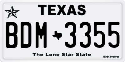 TX license plate BDM3355
