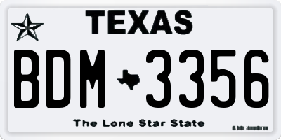 TX license plate BDM3356