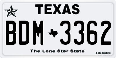 TX license plate BDM3362