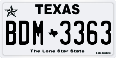 TX license plate BDM3363