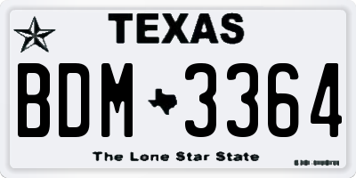 TX license plate BDM3364