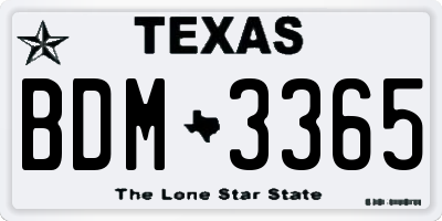 TX license plate BDM3365