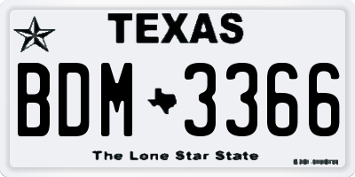 TX license plate BDM3366