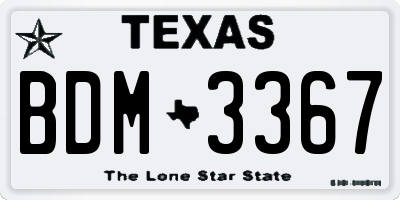 TX license plate BDM3367