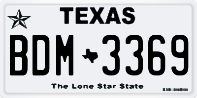 TX license plate BDM3369