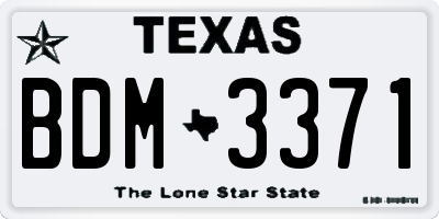 TX license plate BDM3371