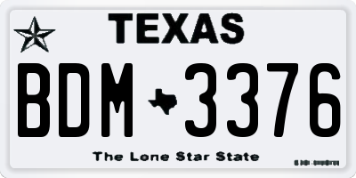 TX license plate BDM3376