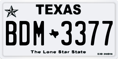 TX license plate BDM3377