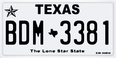 TX license plate BDM3381
