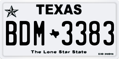 TX license plate BDM3383
