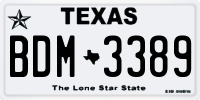 TX license plate BDM3389