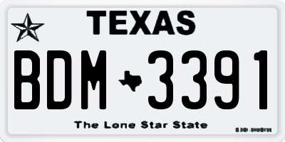 TX license plate BDM3391