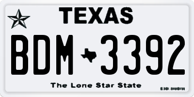 TX license plate BDM3392