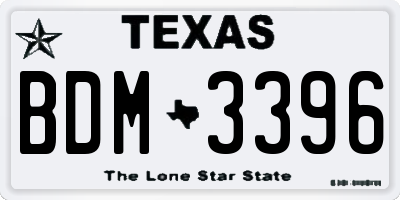 TX license plate BDM3396