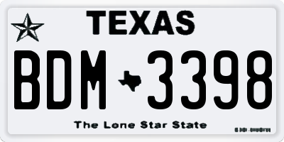 TX license plate BDM3398