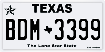 TX license plate BDM3399