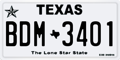 TX license plate BDM3401