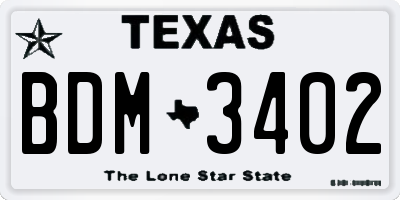 TX license plate BDM3402