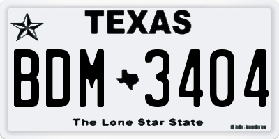 TX license plate BDM3404