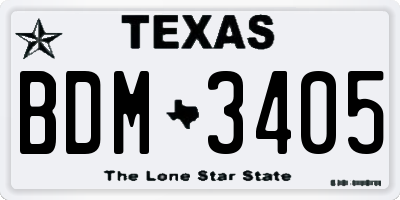 TX license plate BDM3405