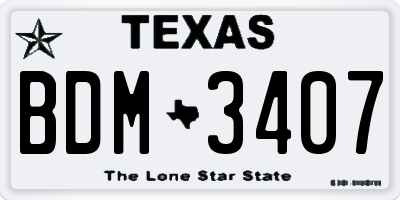 TX license plate BDM3407