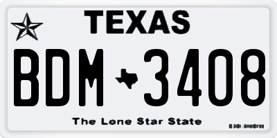 TX license plate BDM3408