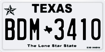 TX license plate BDM3410