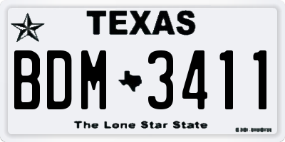 TX license plate BDM3411