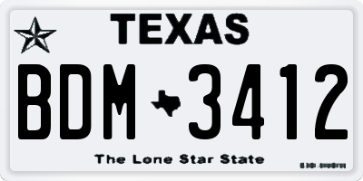 TX license plate BDM3412