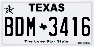 TX license plate BDM3416
