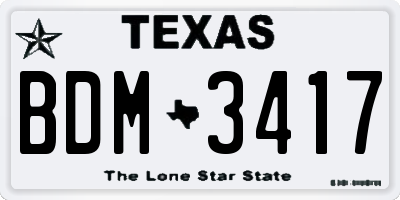 TX license plate BDM3417